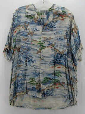 VGT Penneys Shirt Large JC 50s Japanese Hawaiian Camp Crane Birds *